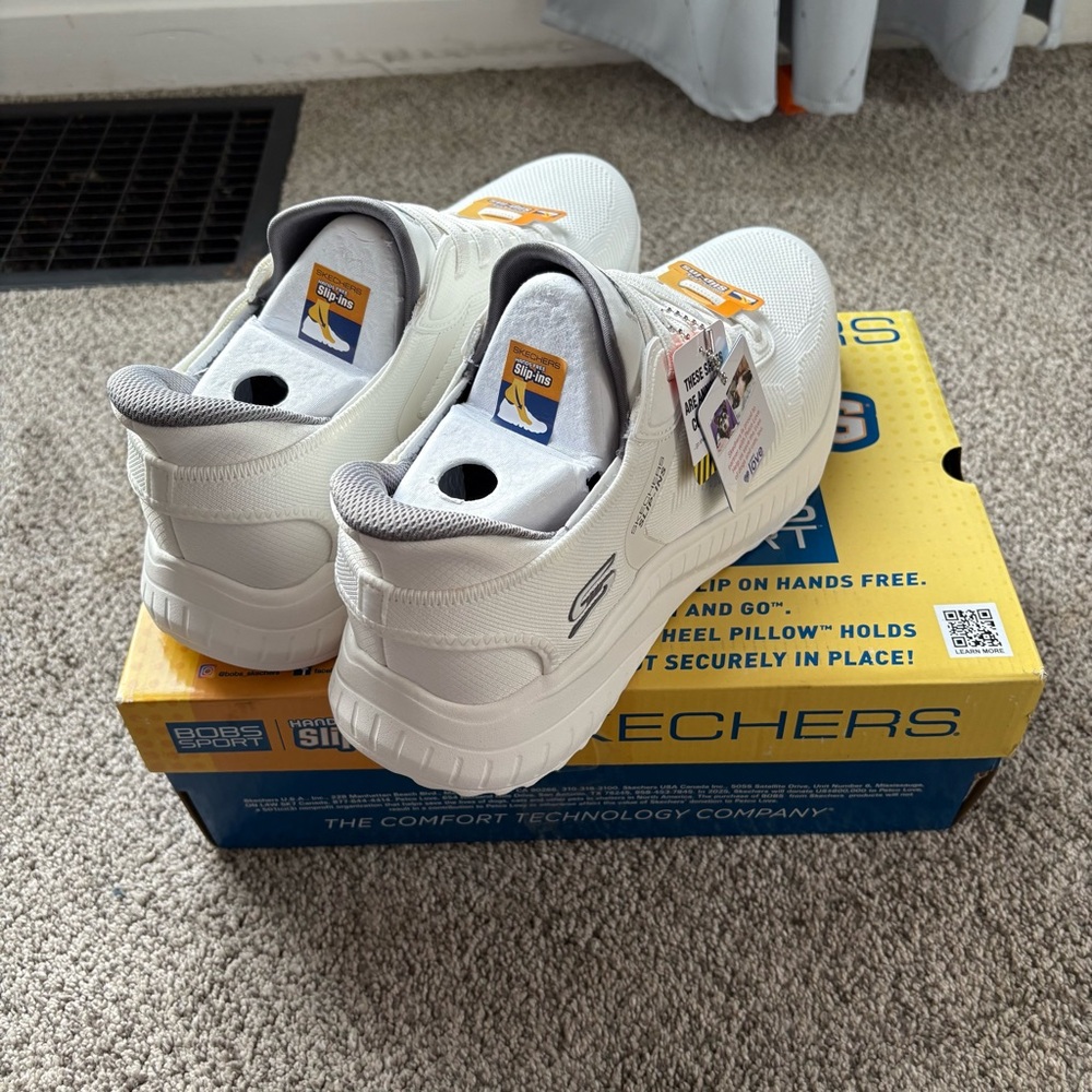 SLIP INS Skechers BOBS White Athletic Shoes - Picture 5 of 8
